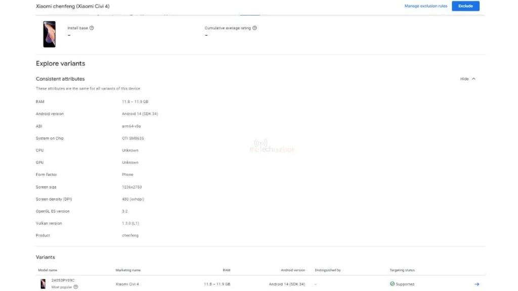 Xiaomi Civi 4 Google Play Console