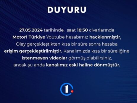 Motor1 Türkiye YouTube hesabı siber saldırıya uğradı