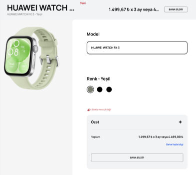 huawei watch fit 3 özellikleri ve fiyatı