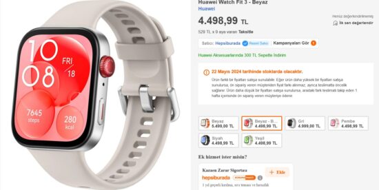 huawei watch fit 3 özellikleri ve fiyatı