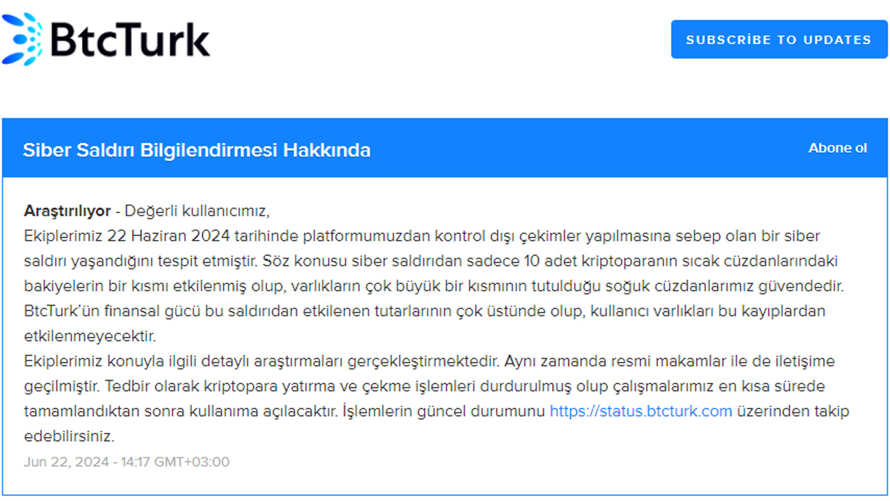 BtcTurk siber saldırı