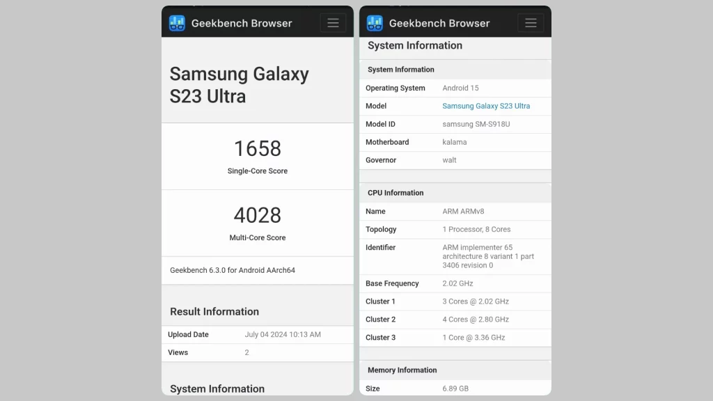 Galaxy S23 Ultra Android 15