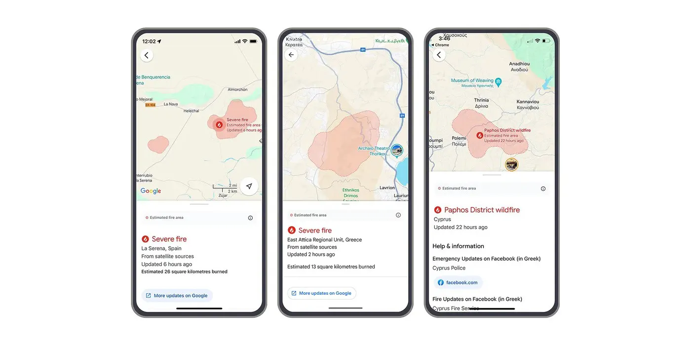 Google Haritalar orman yangınları