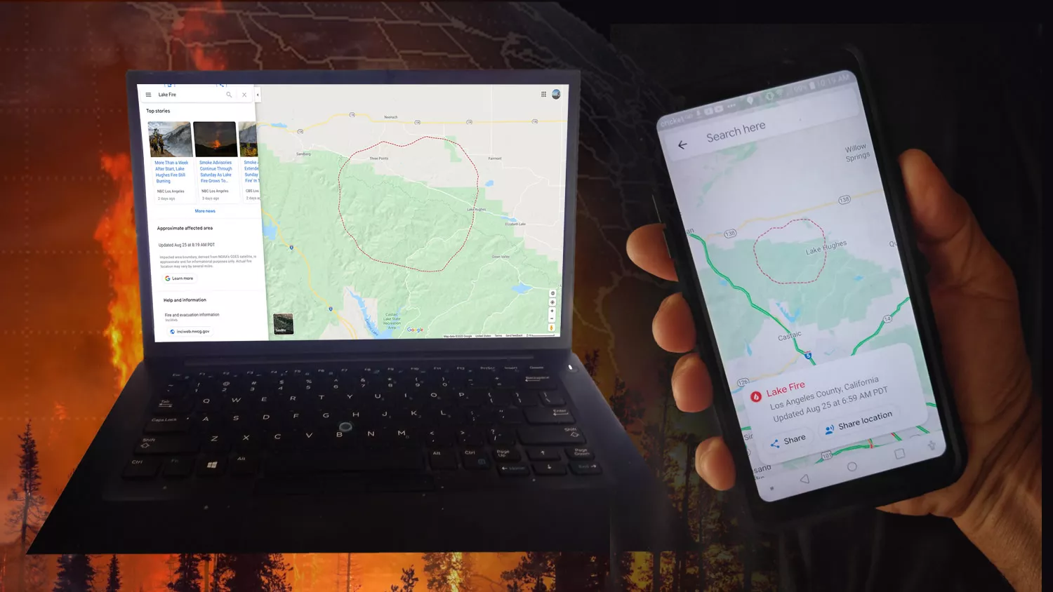 Google Haritalar orman yangınları