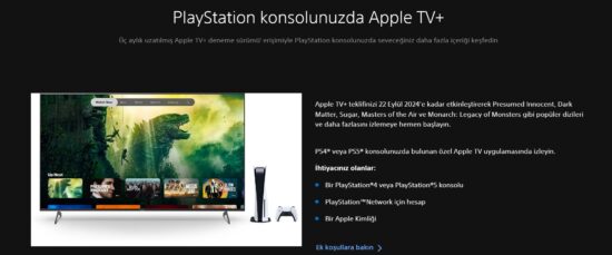 PlayStation Apple TV+ hediyesi