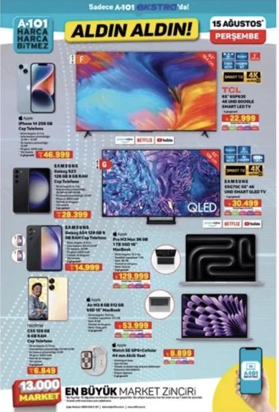 A101 iPhone 14, Galaxy S23, Macbook satacak! A101 iPhone 14