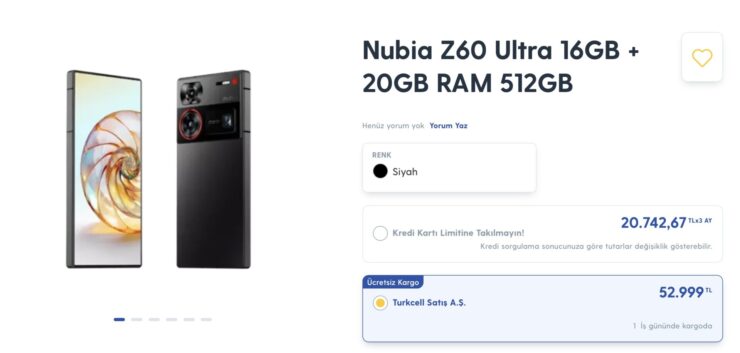 Nubia Z60 Ultra Türkiye'de! İşte fiyatı! Nubia Z60 Ultra Türkiye fiyatı