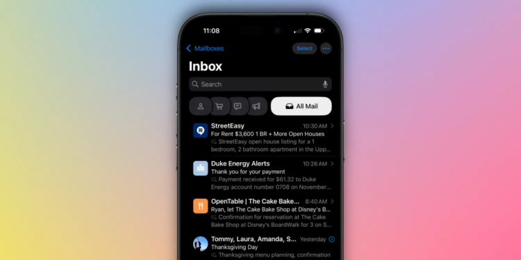 iOS 18.2 Apple mail uygulaması