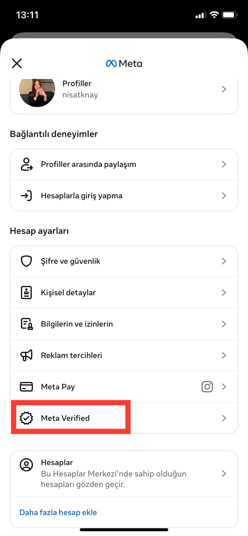 Instagram mavi tik alma