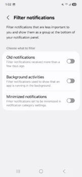 one ui 7 bildirim filtreleme özelliği