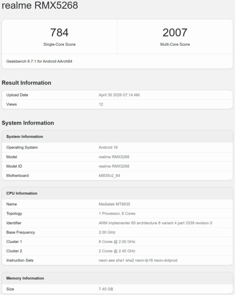 Realme 16T Geekbench testinde! İşte performansı! #1